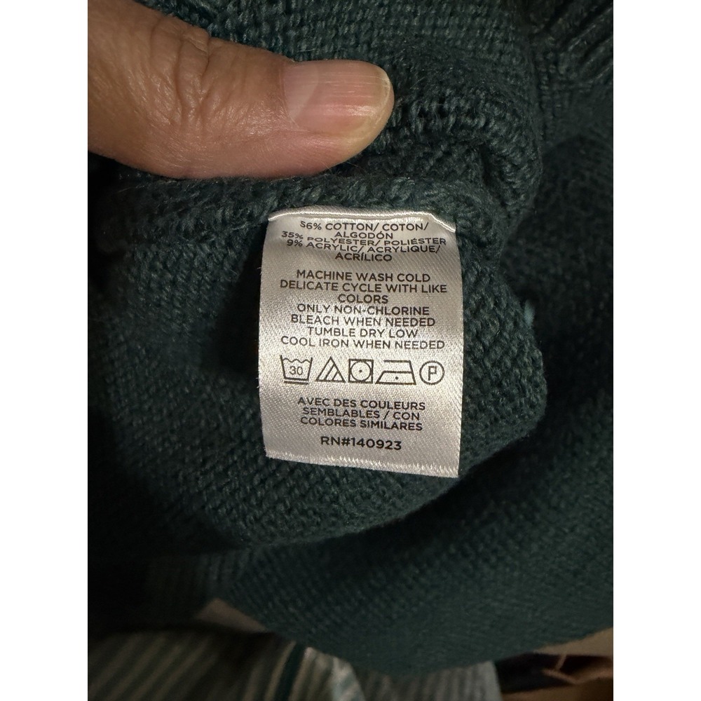 Loft Cotton Blend Large Green Mock Neck Sleeveless Sweater Holiday Capsule Wardr - Picture 4 of 5